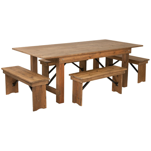 7'x40" Farm Table/4 Bench Set