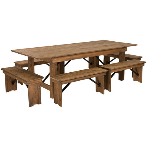 8'x40" Farm Table/6 Bench Set