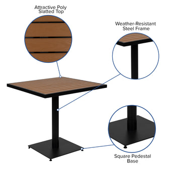 5 PC Faux Teak Patio Table Set