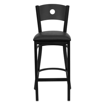 Black Circle Stool-Black Seat