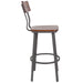 Walnut/Gray Metal Barstool