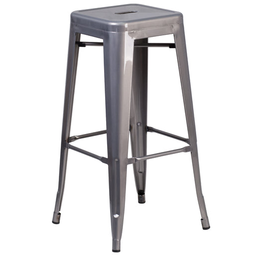 30" Clear No Back Metal Stool