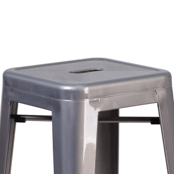 30" Clear No Back Metal Stool
