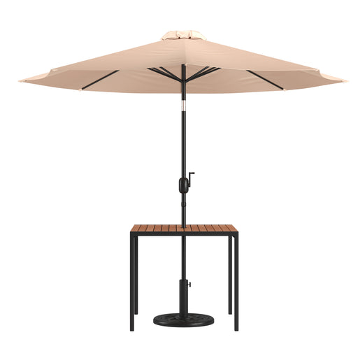Faux Teak Patio Table-Umbrella