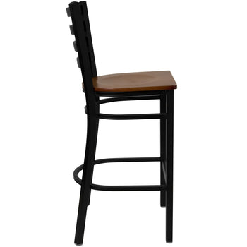 Black Ladder Stool-Cherry Seat