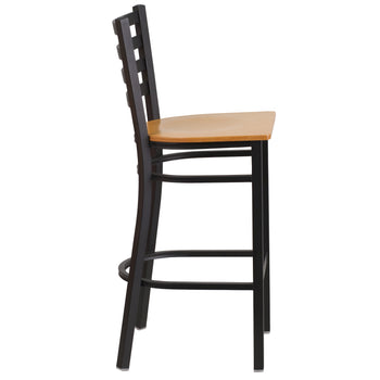 Black Ladder Stool-Nat Seat