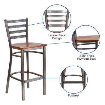 Clear Ladder Stool-Cherry Seat