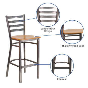 Clear Ladder Stool-Nat Seat