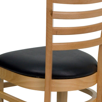 Natural Wood Chair-Blk Vinyl