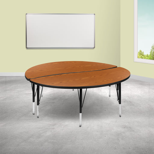 2PC 60" Circle Oak Table Set