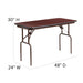 24x48 Mahogany Wood Fold Table