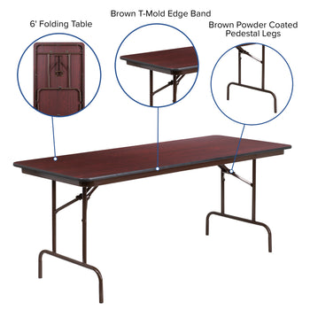 30x72 Mahogany Wood Fold Table