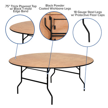 72RND Wood Fold Table