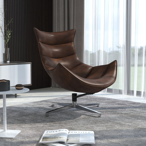 Brown Leather Cocoon Chair