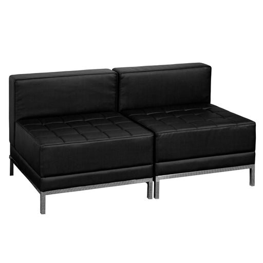 Black Leather Lounge Set, 2 PC