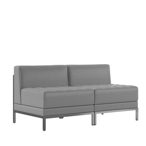 Gray Leather Lounge Set, 2 PC