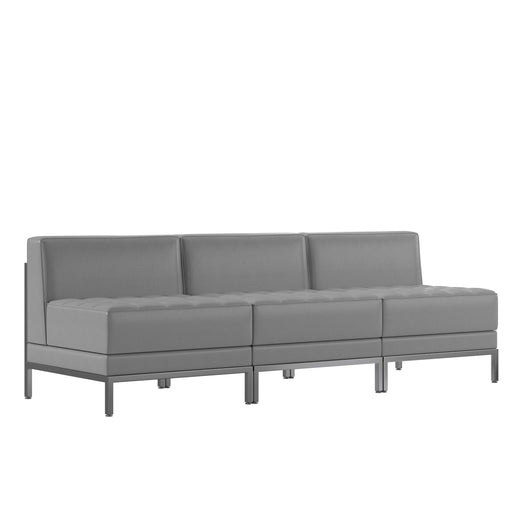 Gray Leather Lounge Set, 3 PC