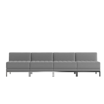 Gray Leather Lounge Set, 4 PC