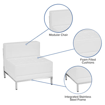 White Leather Middle Chair