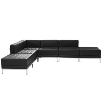 Black Leather Sectional, 6 PC