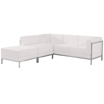 White Leather Sectional, 3 PC