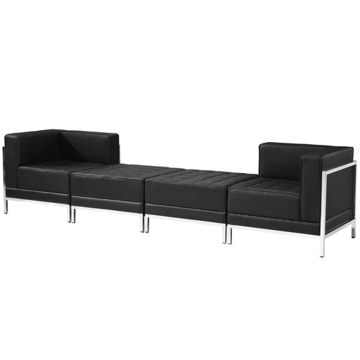 Black Leather Lounge Set, 4 PC