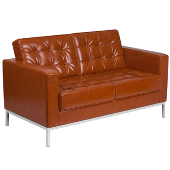 Cognac Leather Loveseat