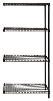 Quantum Storage Solutions AD63-1236BK Epoxy Coated, Black Wire Shelving Add-On Kit 