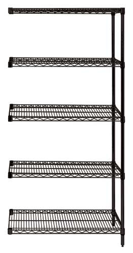 Quantum Storage Solutions AD74-3636BK-5 Epoxy Coated, Black Wire Shelving Add-On Kit 