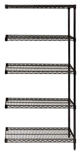 Quantum Storage Solutions AD54-1236BK-5 Epoxy Coated, Black Wire Shelving Add-On Kit 