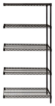 Quantum Storage Solutions AD74-2436BK-5 Epoxy Coated, Black Wire Shelving Add-On Kit 