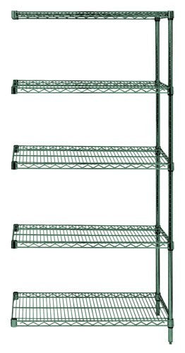 Quantum Storage Solutions AD54-1454P-5 Epoxy Coated, Green Wire Shelving Add-On Kit 
