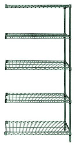 Quantum Storage Solutions AD63-3636P-5 Epoxy Coated, Green Wire Shelving Add-On Kit 