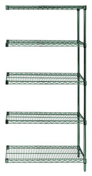 Quantum Storage Solutions AD54-1430P-5 Epoxy Coated, Green Wire Shelving Add-On Kit 