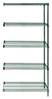 Quantum Storage Solutions AD54-3648P-5 Epoxy Coated, Green Wire Shelving Add-On Kit 