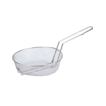 CAC China CBKR-10M 10-inches Diamater Nickel-Plated Metal Round Culinary Basket Medium Mesh