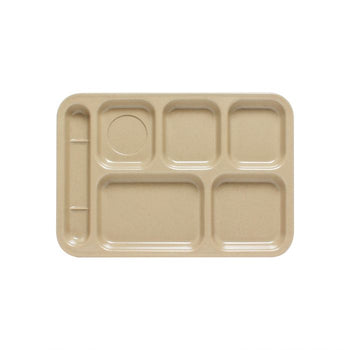 Thunder Group ML801S 14 1/2" X 10" Left Hand 6 Compartment Tray, Sand - Dozen