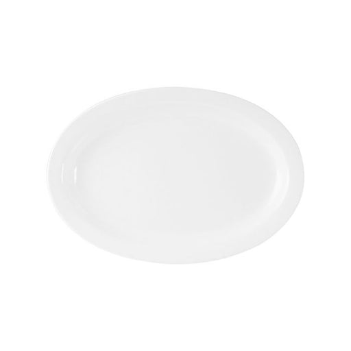 Thunder Group NS513W 13" X 8 1/2" Narrow Rim Platter, White - Dozen