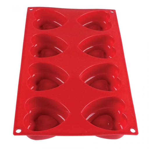 Thunder Group PLBM008S 2.4 oz, Heart High Heat Silicone Baking Mold, 8 Cavities