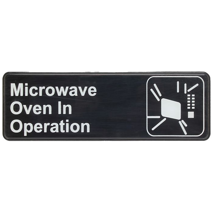 Thunder Group PLIS9324BK 9" X 3" Information Sign With Symbols, Microwave Oven In Operation