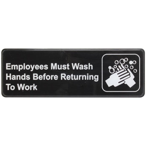 Thunder Group PLIS9325BK 9" X 3" Information Sign With Symbols, Employees Must Wash Hands B..