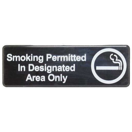 Thunder Group PLIS9327BK 9" X 3" Information Sign With Symbols, Smoking Permitted In Designedâ€¦
