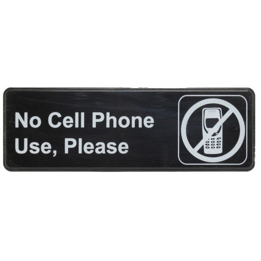 Thunder Group PLIS9332BK 9" X 3" Information Sign With Symbols, No Cell Phone Use Please