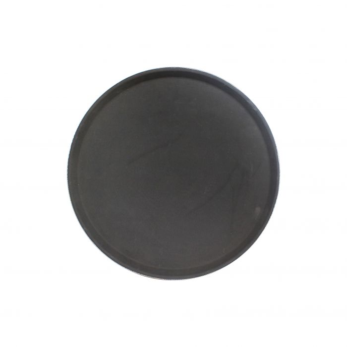 Thunder Group PLST1100BL 11" Round Tray, Black, Rubber Lined