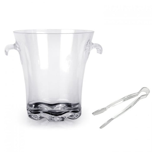 Thunder Group PLTHBK140C 4 Qt Ice Bucket, 8 1/2", with 6" Pc Tong, Polycarbonate, Clear