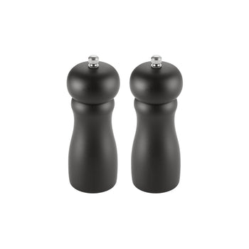 CAC China PMW2-6K Pepper Mill Set Wooden Black 2-PC 6-inches Height