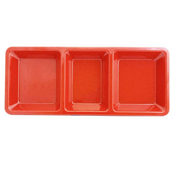 Thunder Group PS5103RD 28 oz, 15" X 6 1/4" X 1 3/8", Rectangular 3 Section Compartment Tray, Passion Red