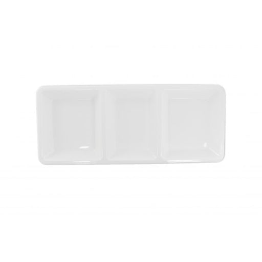 Thunder Group PS5103W 28 oz, 15" X 6 1/4" X 1 3/8", Rectangular 3 Section Compartment Tray, Passion White