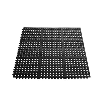 CAC China RMAT-33BK Floor Mat Rubber Interlocking Black 3x3'