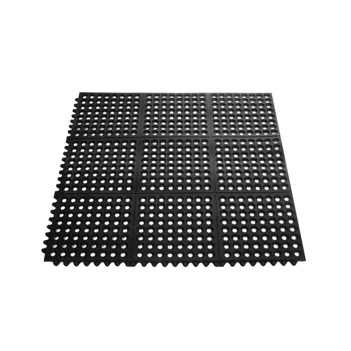 CAC China RMAT-33BK Floor Mat Rubber Interlocking Black 3x3'